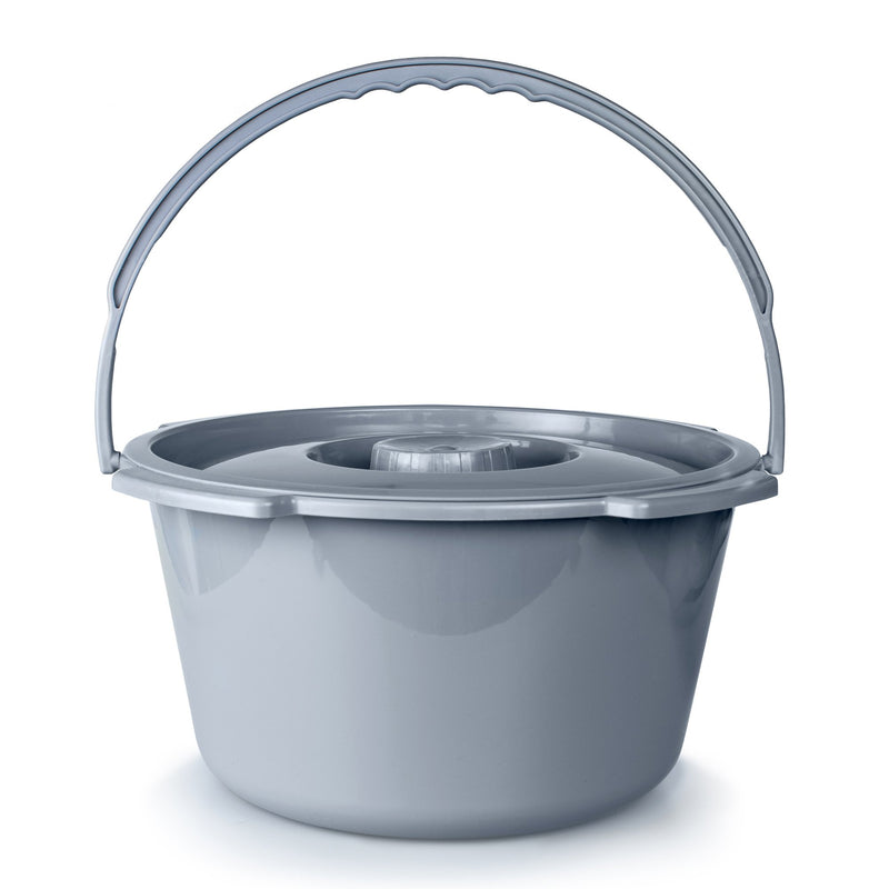 Mckesson Commode Bucket With Metal Handle And Cover, 7-1/2 Quart, Gray, Sold As 12/Case Mckesson 146-11106