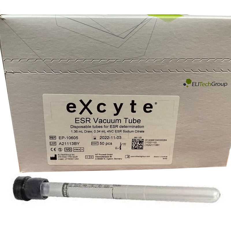 Excyte® Vacuum Tube Venous Blood Collection Tube, 1.36 Ml, 120 Mm Length, Sold As 50/Box Elitech Ep-10605