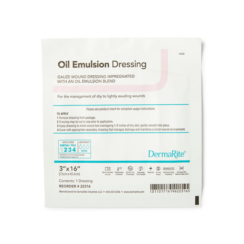 Dermarite® Oil Emulsion Wound Dressing, 3 X 16 Inch, Sold As 36/Box Dermarite 22316
