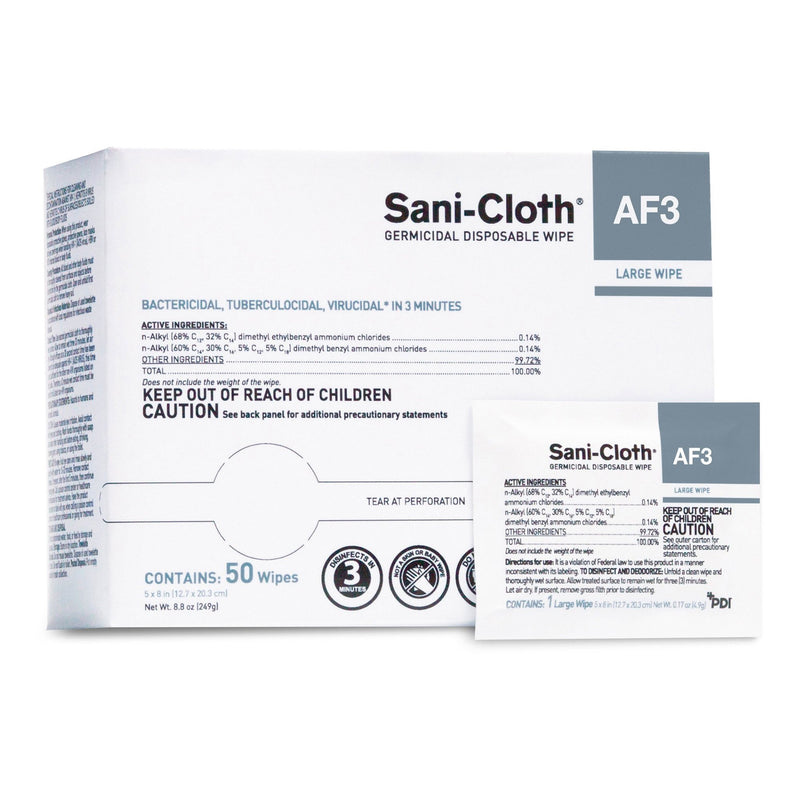 Sani-Cloth® Af3 Surface Disinfectant Cleaner Wipe, Large Individual Packet, Sold As 50/Box Professional H59200