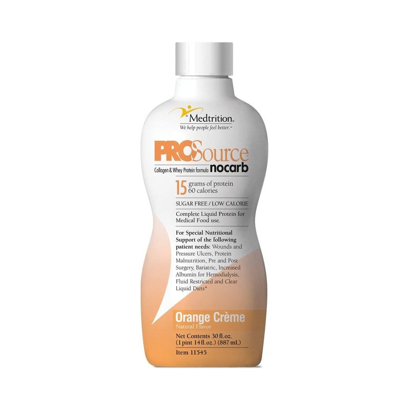 Prosource Nocarb™ Orange Crème Collagen & Whey Protein Formula, 32-Ounce Bottle, Sold As 4/Case Medtrition/National 11545