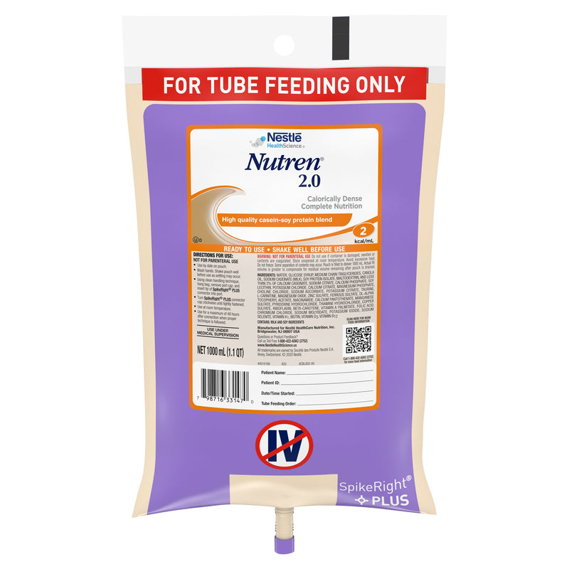 Nutren® 2.0 Tube Feeding Formula, 1000 Ml Ready To Hang Prefilled Container, Sold As 6/Case Nestle 00798716441469