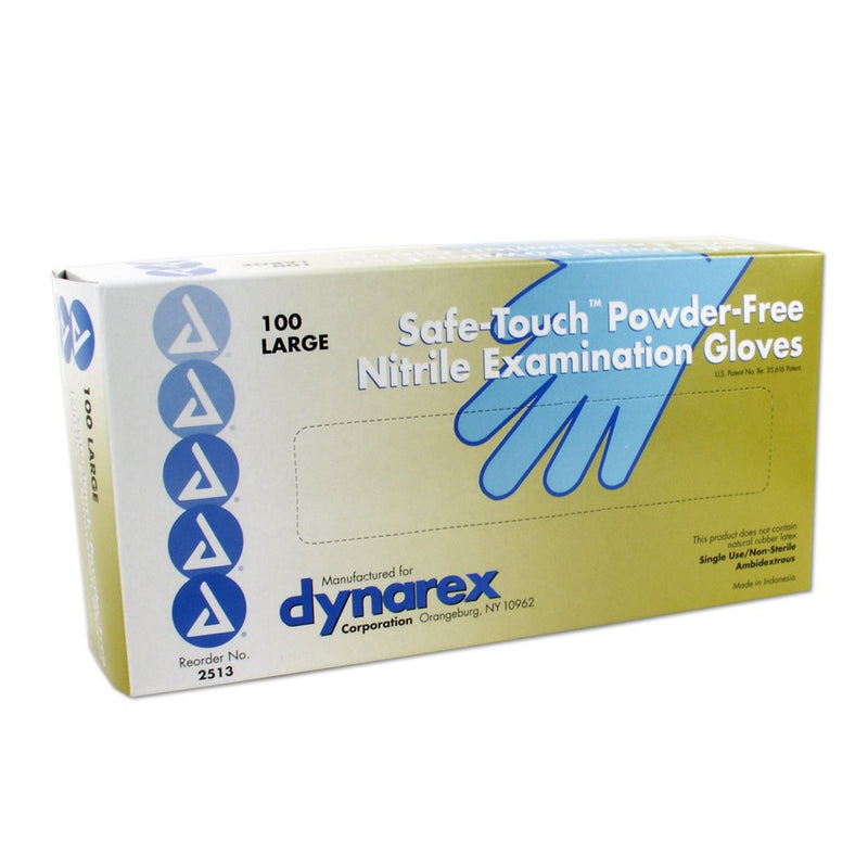 Safe-Touch™ Nitrile Exam Glove, Large, Blue, Sold As 100/Box Dynarex 2513