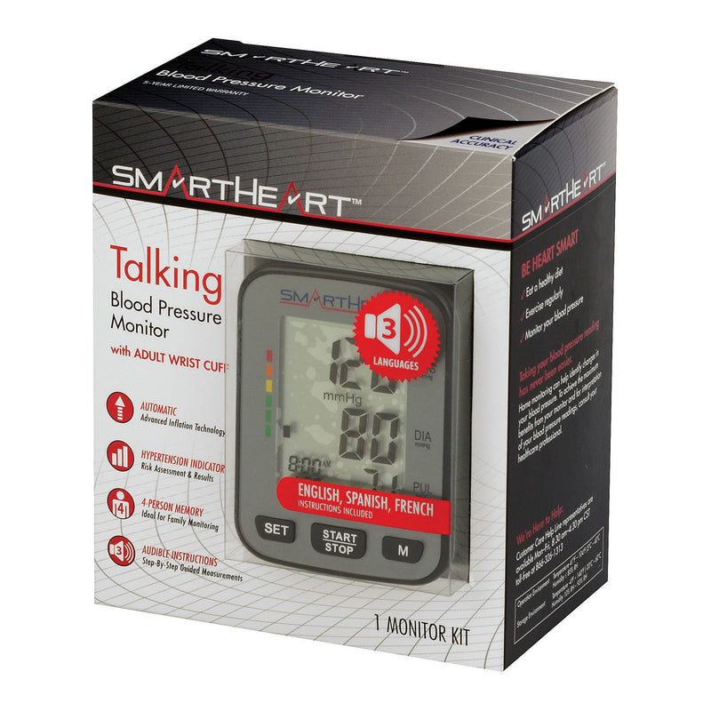 Smartheart Premium Talking Wrist Blood Pressure Monitor, Sold As 1/Each Veridian 01-527