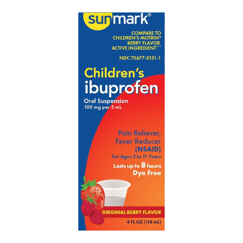 Sunmark® Ibuprofen Children'S Pain Relief, 4-Ounce Bottle, Sold As 1/Each Mckesson 70677015101