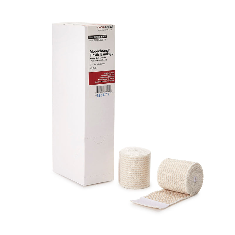 Moorebrand® Elastic Bandage, 2 Inch X 4-1/2 Yard, Sold As 50/Case Mckesson 80858