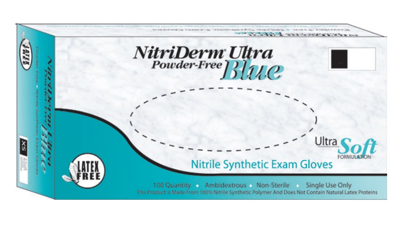 Nitriderm® Ultra Blue Exam Glove, Large, Light Blue, Sold As 100/Box Innovative 157300