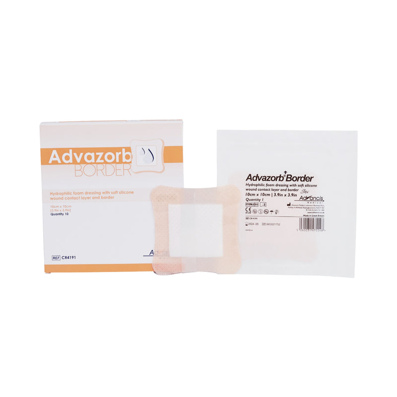 Advazorb Border® Silicone Face And Border, 4 X 4 Inch, Sold As 10/Box Mediusa Cr4191