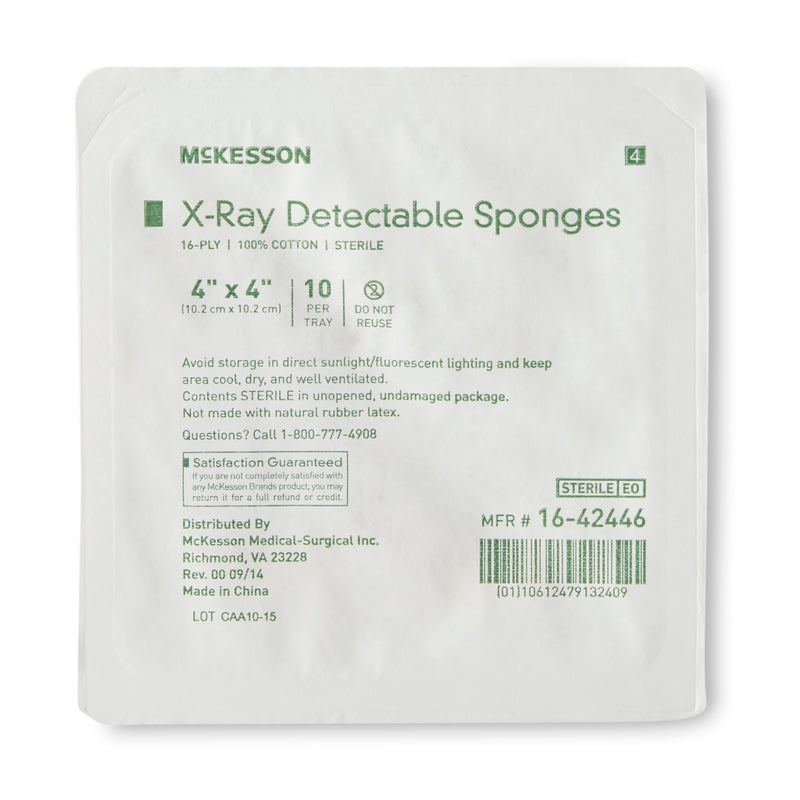 Mckesson Sterile X-Ray Detectable Gauze Sponge, 4 X 4 Inch, Sold As 1/Tray Mckesson 16-42446