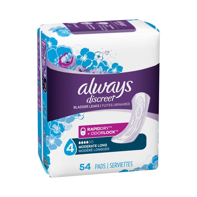 Always® Discreet Bladder Control Pad, One Size Fits Most, Sold As 54/Pack Procter 03700088707