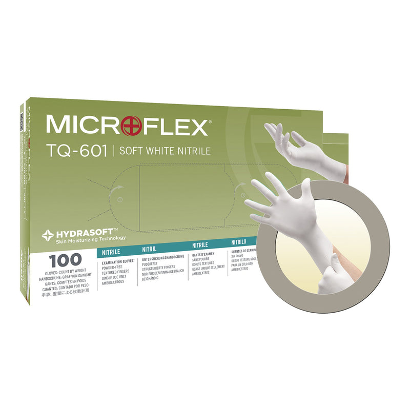 Soft White Nitrile Exam Glove, Extra Small, White, Sold As 10/Case Microflex Tq-601-Xs