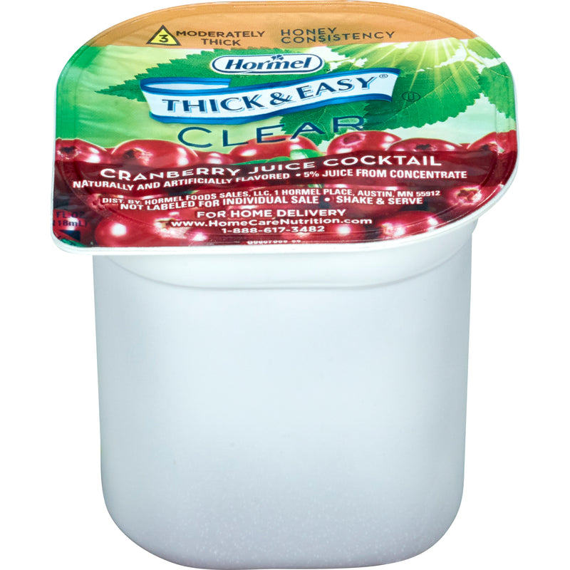 Thick & Easy® Clear Honey Consistency Cranberry Juice Thickened Beverage, 4-Ounce Cup, Sold As 24/Case Hormel 20160