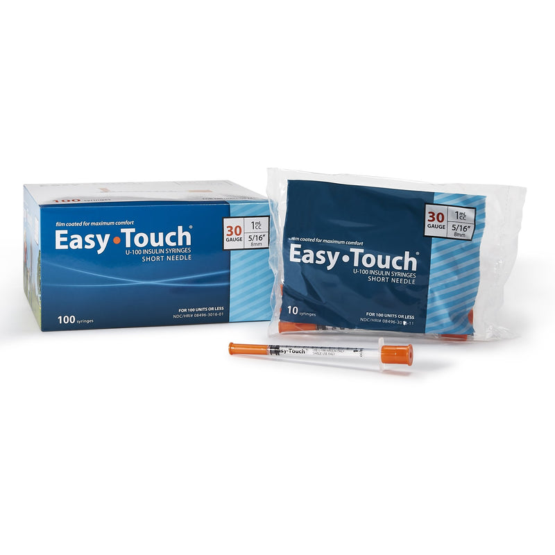 Easytouch™ 1 Ml Insulin Syringe With Needle, 30 Gauge, 5/16 Inch Needle Length, Sold As 100/Box Mhc 830165