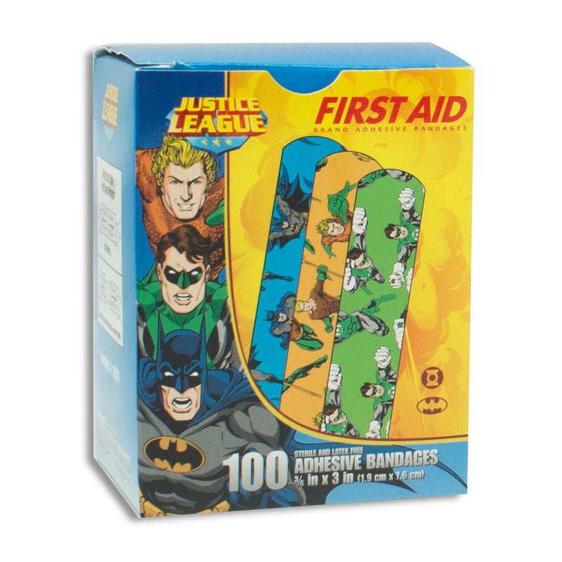 American® White Cross Stat Strip® Batman/Aquaman/Green Lantern Design Adhesive Strip, ¾ X 3 Inch, Sold As 12/Case Dukal 10791
