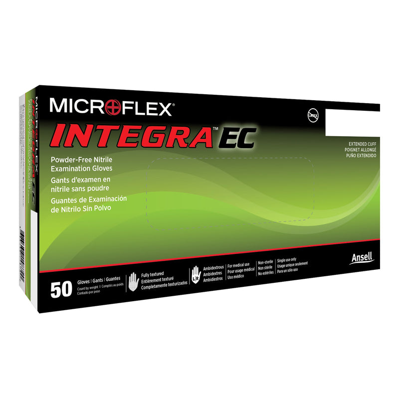 Integra® Ec Extended Cuff Length Exam Glove, Large, Blue, Sold As 50/Box Microflex N873
