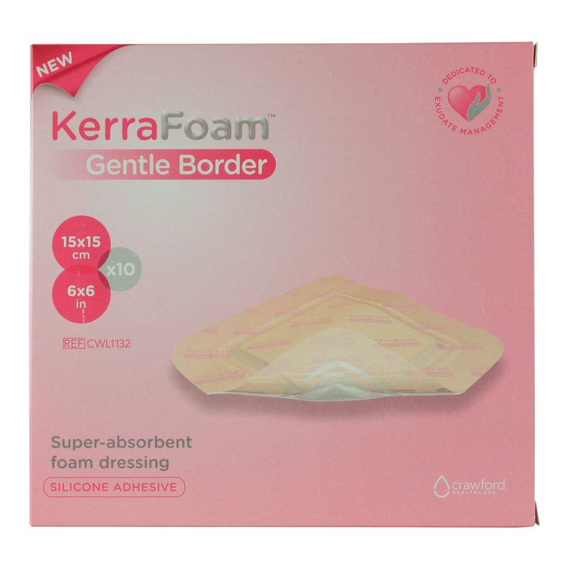 SILICONE FOAM DRESSING KERRAFOAM™ GENTLE BORDER 6 X 6 INCH SQUARE SILICONE ADHESIVE WITH BORDER STERILE, SOLD AS 1/EACH, 3M CWL1132