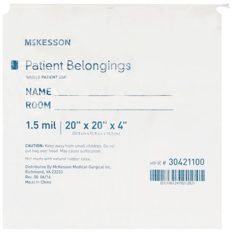 Mckesson Patient Belongings Bag, White, Sold As 250/Case Mckesson 30421100