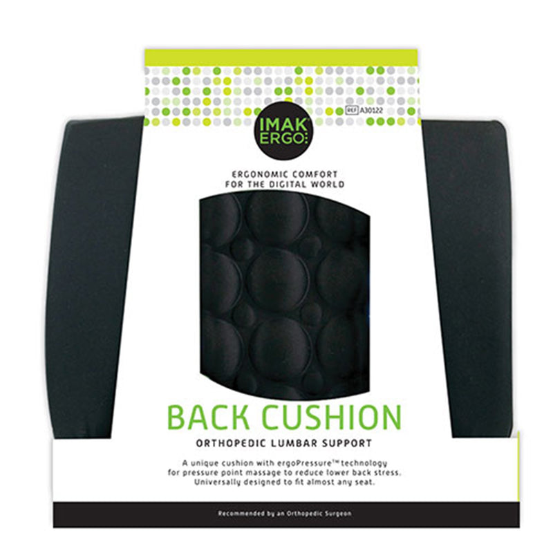 Imak® Ergo Lumbar Cushion, 13.5 In. W X 4 In. D X 13.8 In. H, Foam, Black, Non-Inflatable, Sold As 1/Each Brownmed A30122