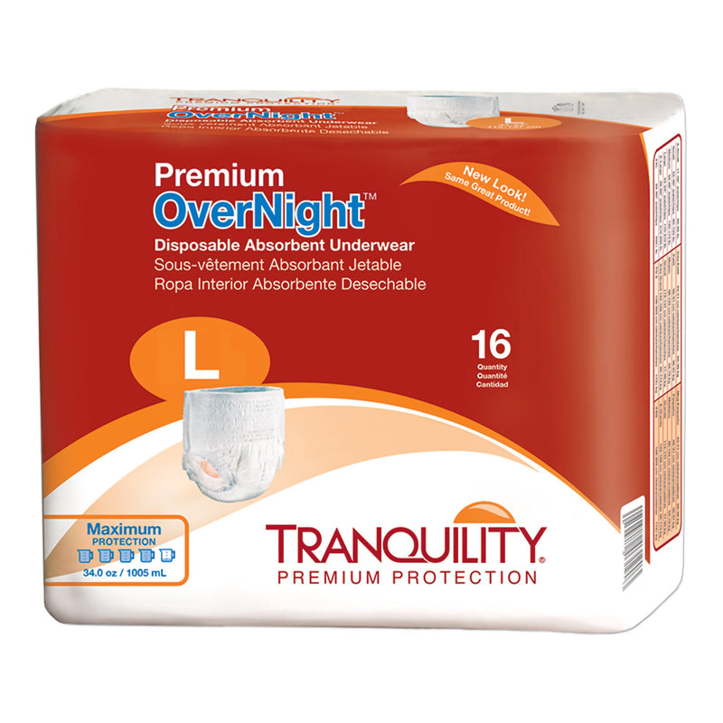 Tranquility® Premium Overnight™ Absorbent Underwear, Large, Sold As 16/Bag Principle 2116