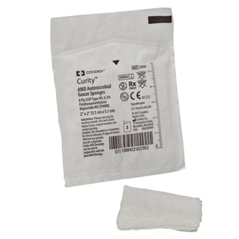 Curity™ Amd™ Sterile Antimicrobial Gauze Sponge, 2 X 2 Inch, Sold As 1500/Case Cardinal 2506-