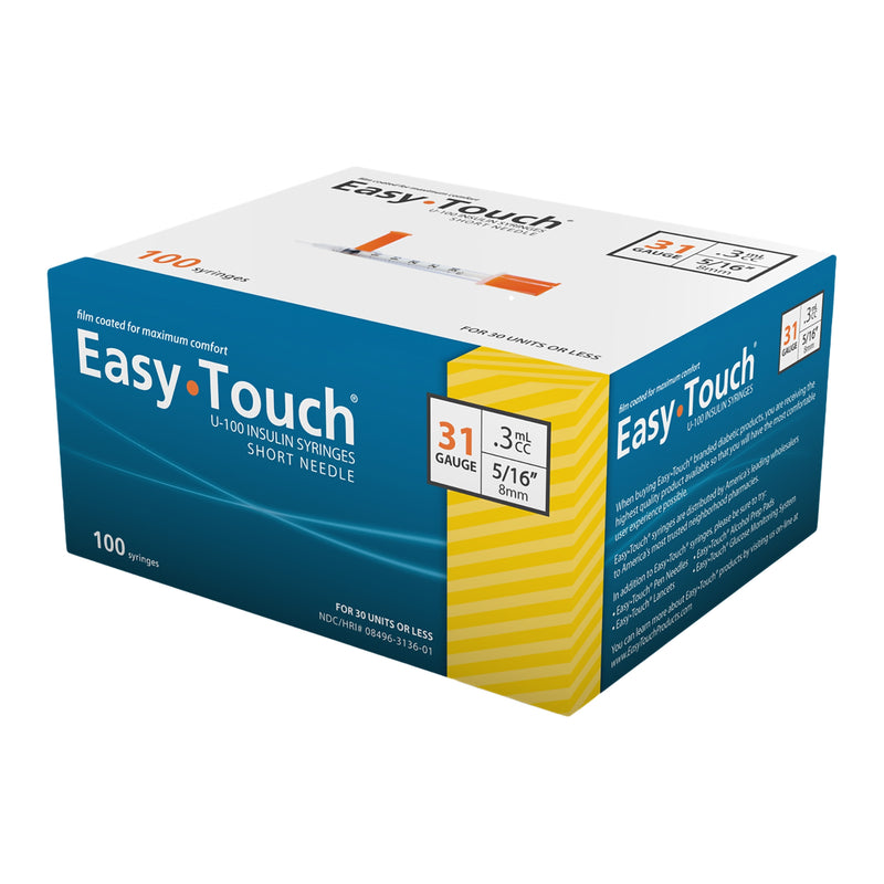 Easytouch™ Standard 0.3 Ml Insulin Syringe With Needle, 31 Gauge, 5/16 Inch, Sold As 500/Case Mhc 831365