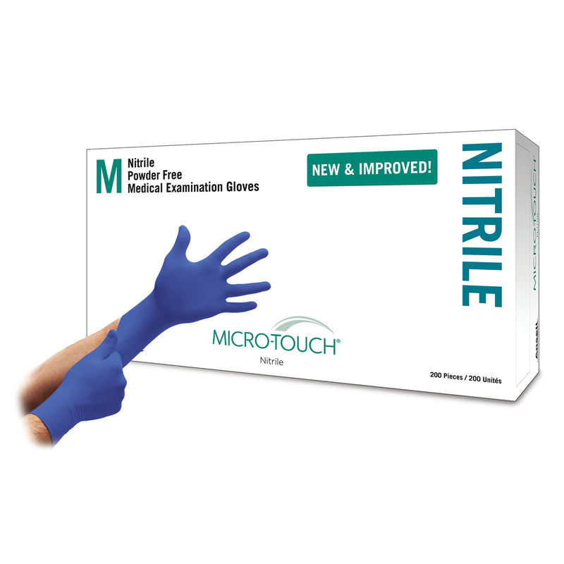 Micro-Touch® Nitrile Exam Glove, Medium, Blue, Sold As 10/Case Ansell 6034302
