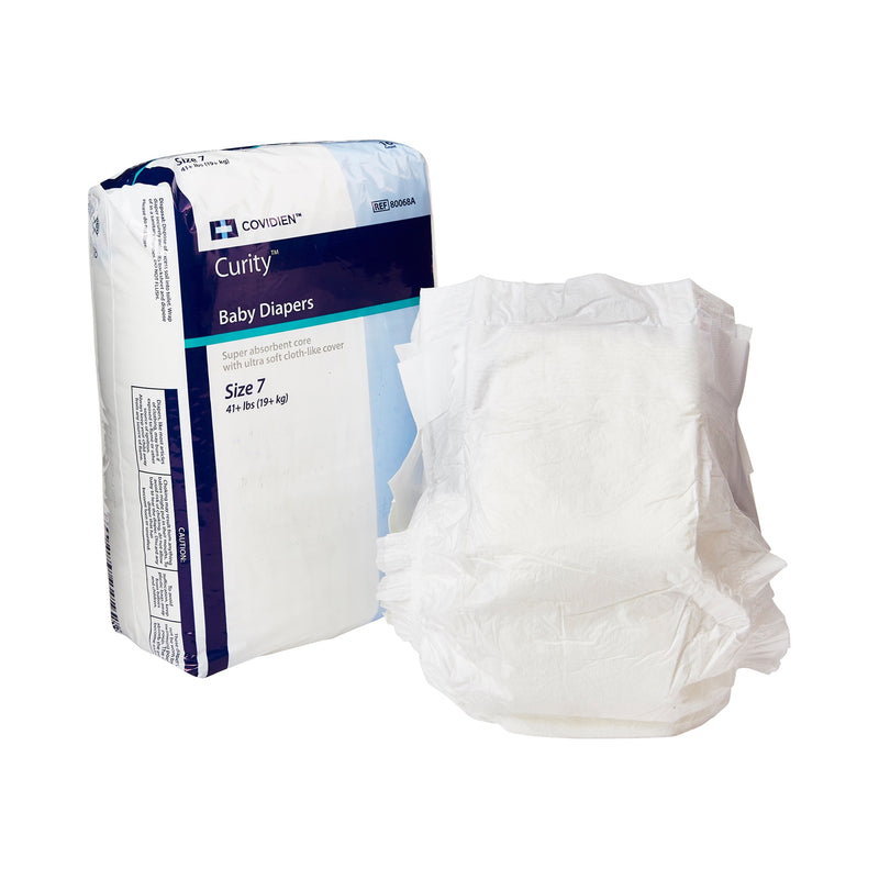 Curity Unisex Baby Diapers, Heavy Absorbency, Disposable, Size 7, 41+ Lbs, Sold As 128/Case Cardinal 80068A