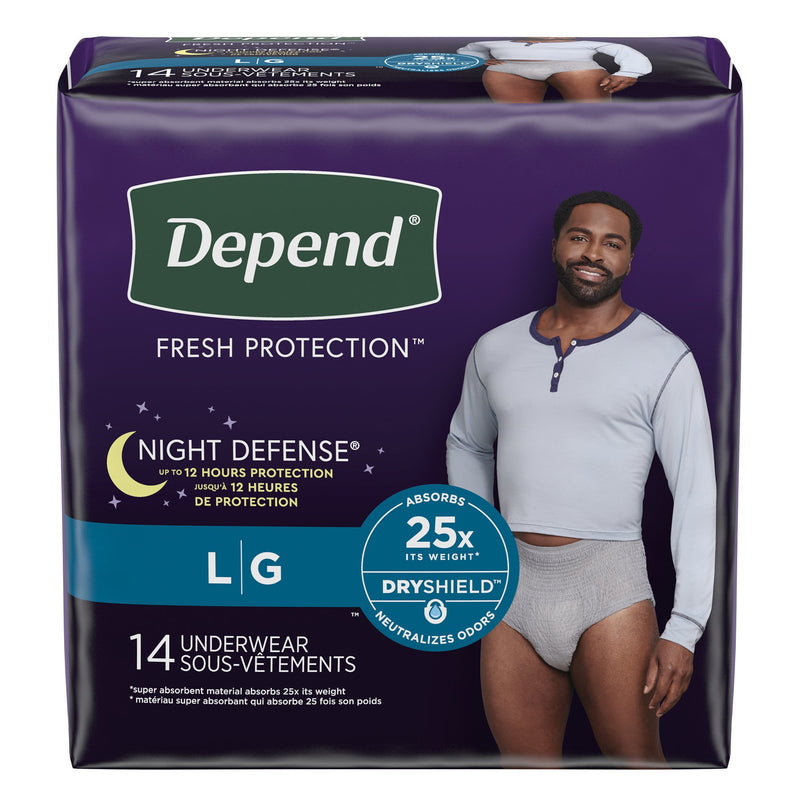 Depend® Night Defense® Absorbent Underwear For Men, Large, Sold As 56/Case Kimberly 55157