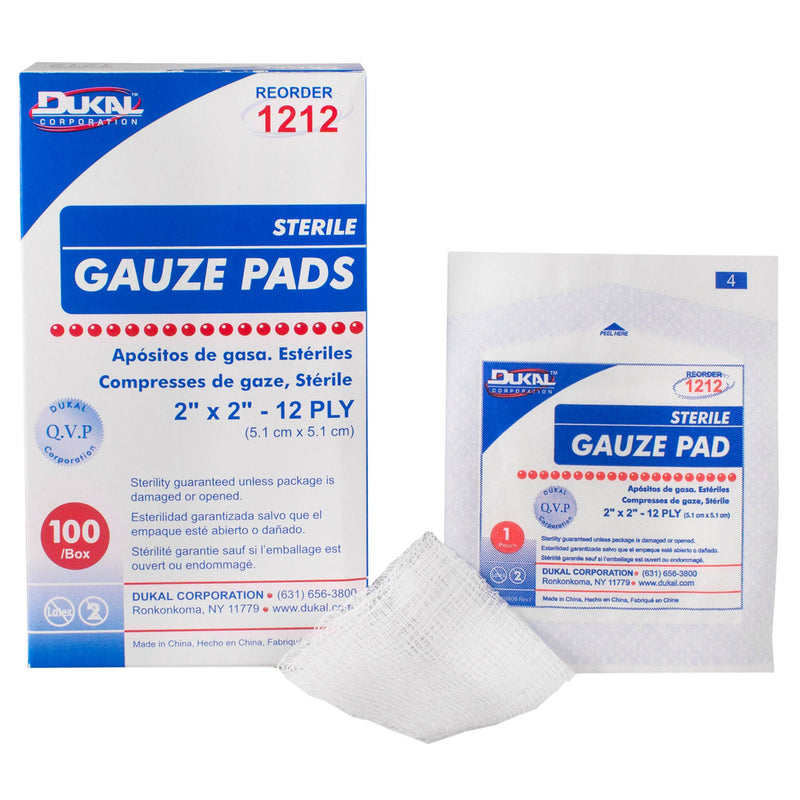 Dukal™ Sterile Gauze Sponge, 2 X 2 Inch, Sold As 100/Box Dukal 1212