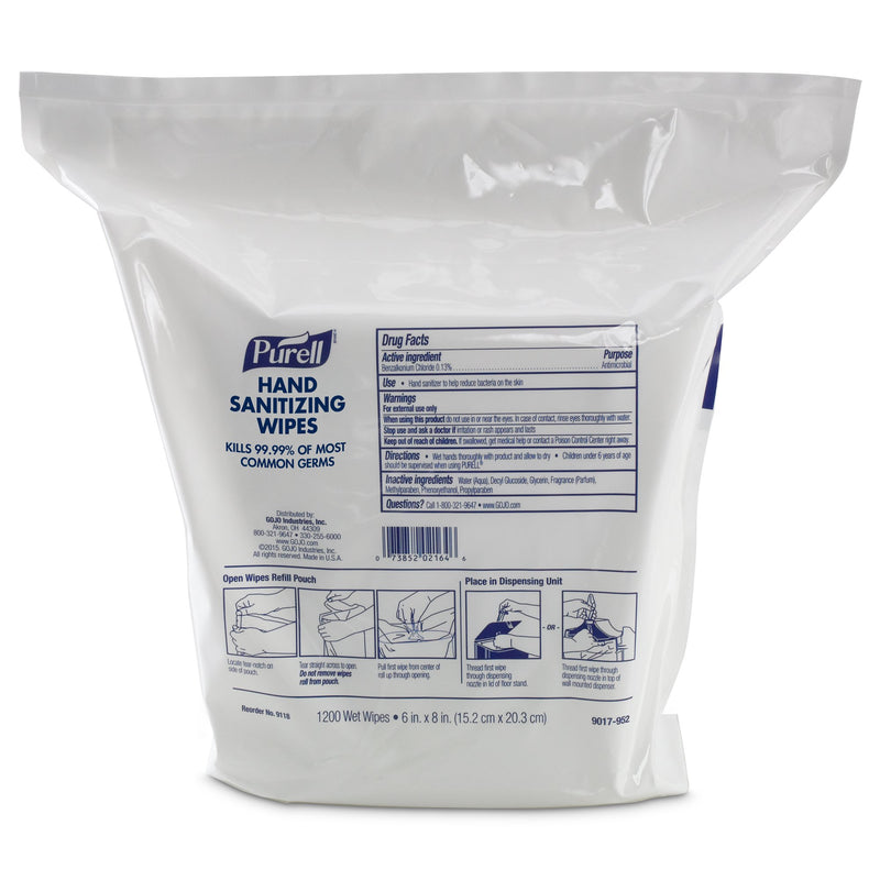 Purell® Sanitizing Skin Wipe Refill Pouch, Sold As 2/Case Gojo 9118-02