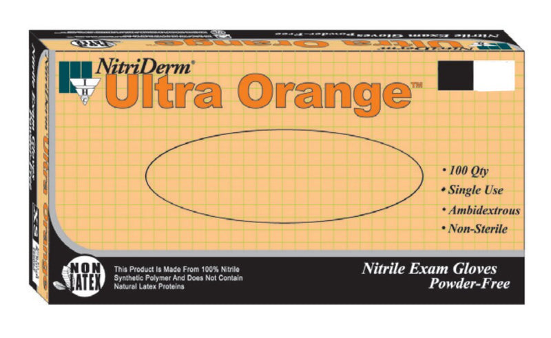 Nitriderm® Ultra Orange™ Exam Glove, Small, Orange, Sold As 100/Box Innovative 199100