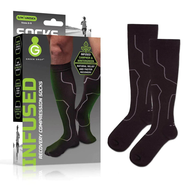 Green Drop Compression Socks – Medical-Grade Infused Support, S/M, Sold As 1/Pair Green Sox-1454