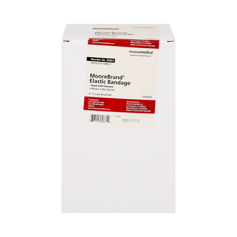 Moorebrand® Elastic Bandage, 6 Inch X 4-1/2 Yard, Sold As 10/Box Mckesson 80861