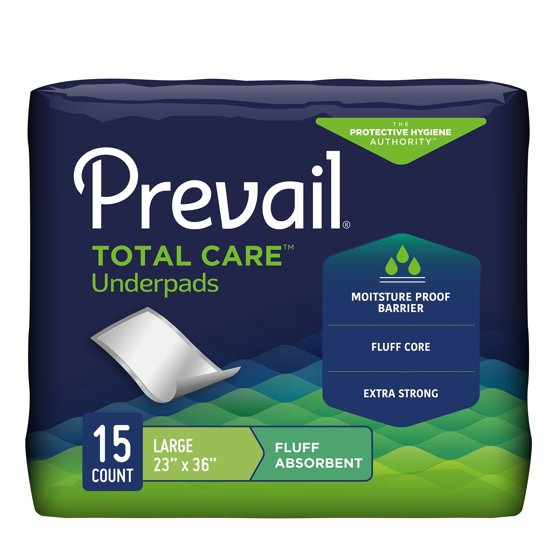 Prevail Total Care™ Fluff Underpads, Large, Sold As 15/Pack First Up-120/1