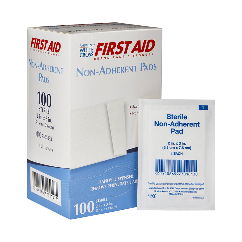 American® White Cross Non-Adherent Dressing, 2 X 3 Inch, Sold As 100/Box Dukal 7565033