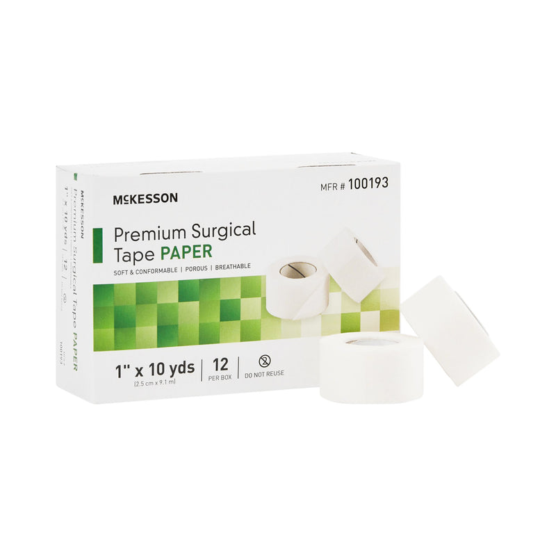 MEDICAL TAPE MCKESSON BREATHABLE PAPER 1 INCH X 10 YARD WHITE NONSTERILE, SOLD AS 12/BOX, MCKESSON 100193