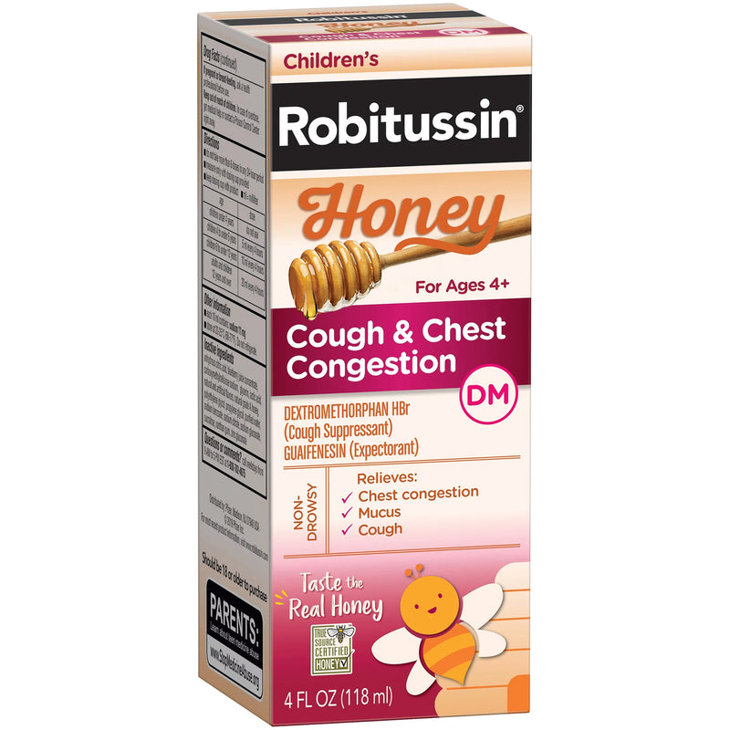 Robitussin Children'S Honey Cough & Chest Congestion Dm Liquid, 4-Ounce Bottle, Sold As 1/Each Glaxo 00031876012