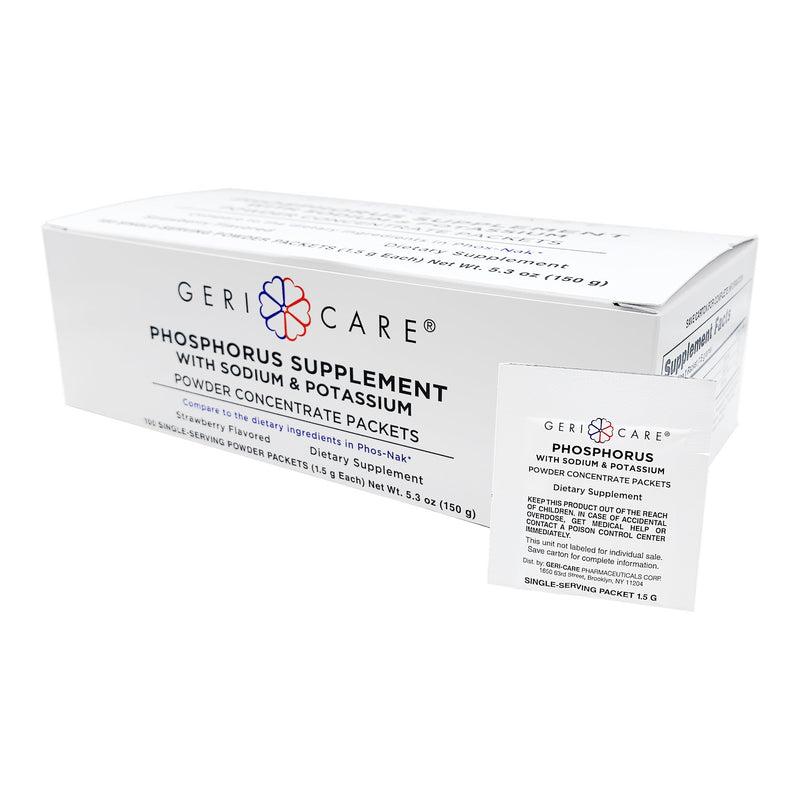 Geri-Care Phosphorus Supplement Powder With Electrolytes, Strawberry Flavor, Sold As 2400/Case Geri-Care 844-01-Gcp