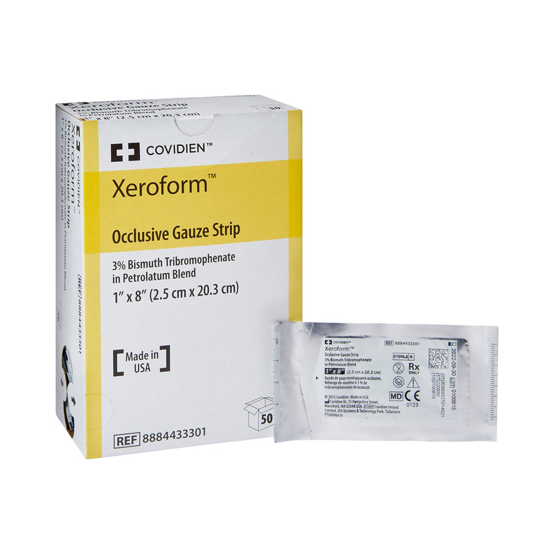 Xeroform™ Occlusive Xeroform Petrolatum Impregnated Dressing, 1 X 8 Inch, Sold As 50/Box Cardinal 8884433301