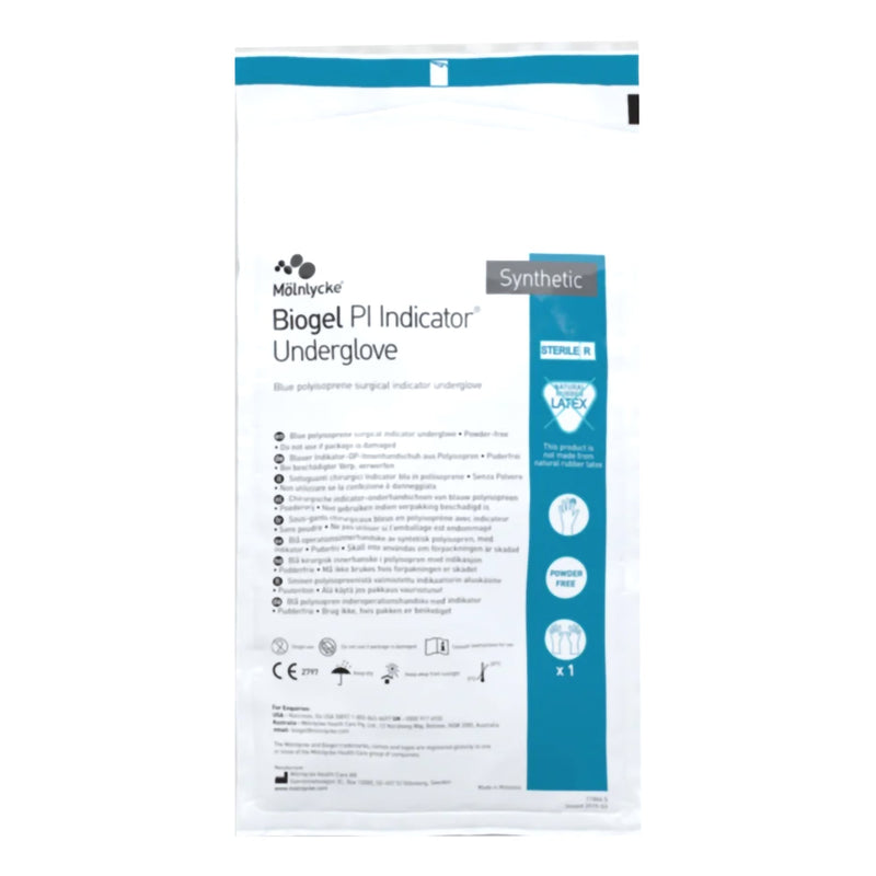 Biogel® Pi Indicator Underglove™ Polyisoprene Surgical Underglove, Size 8, Blue, Sold As 200/Case Molnlycke 41680