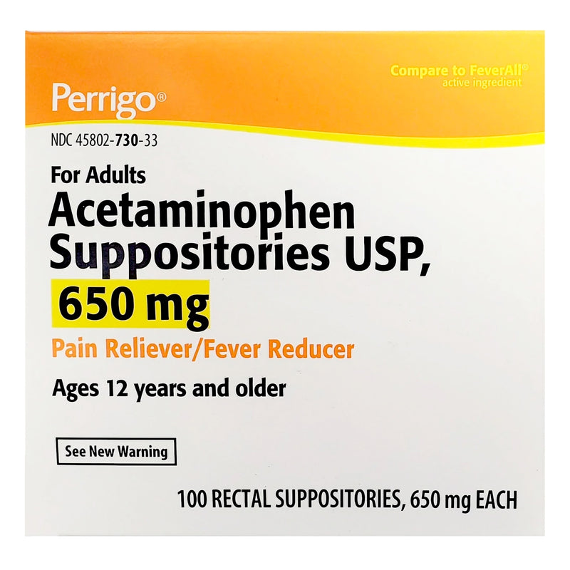 Perrigo Acetaminophen Pain Relief Rectal Suppositories, Sold As 100/Box Perrigo 45802073033