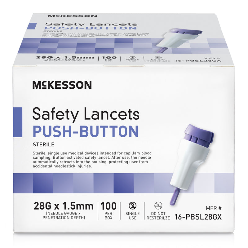 Mckesson Push Button Safety Lancet, 28 Gauge, Sold As 2000/Case Mckesson 16-Pbsl28Gx