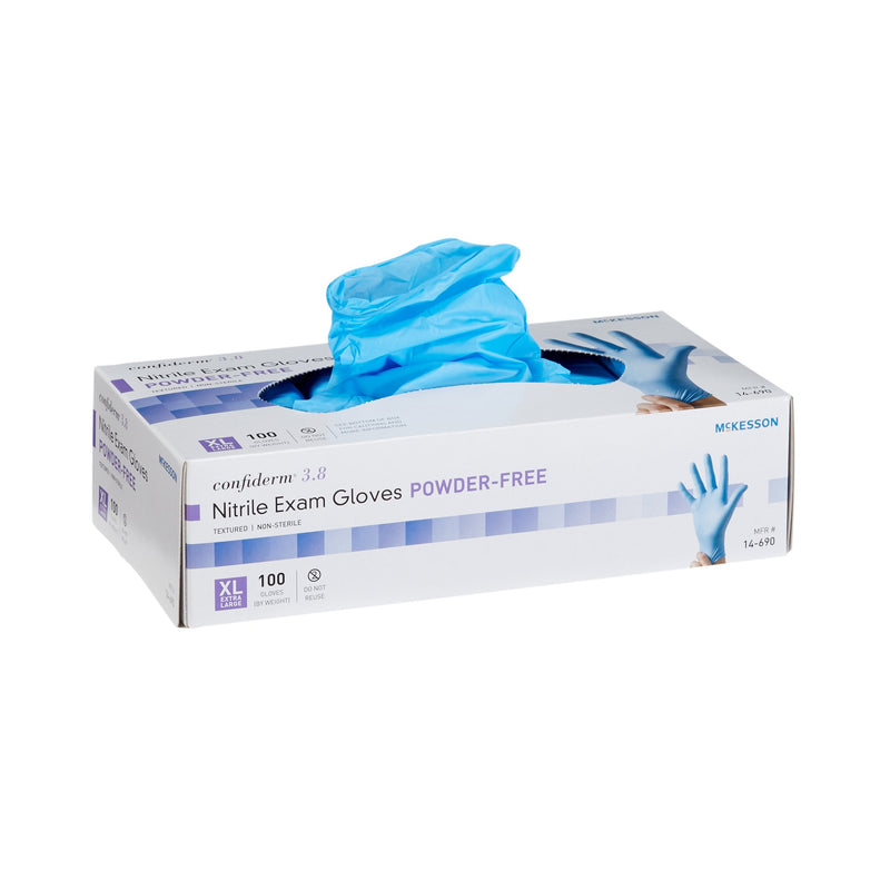 Mckesson Confiderm® 3.8 Nitrile Exam Glove, Extra Large, Blue, Sold As 1000/Case Mckesson 14-690