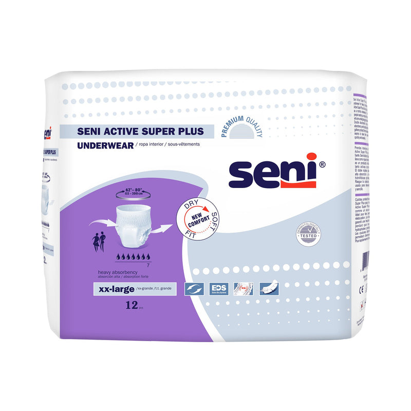 UNISEX ADULT ABSORBENT UNDERWEAR SENI® ACTIVE SUPER PLUS PULL ON WITH TEAR AWAY SEAMS 2X-LARGE DISPOSABLE, SOLD AS 48/CASE, TZMO S-XX12-AP1