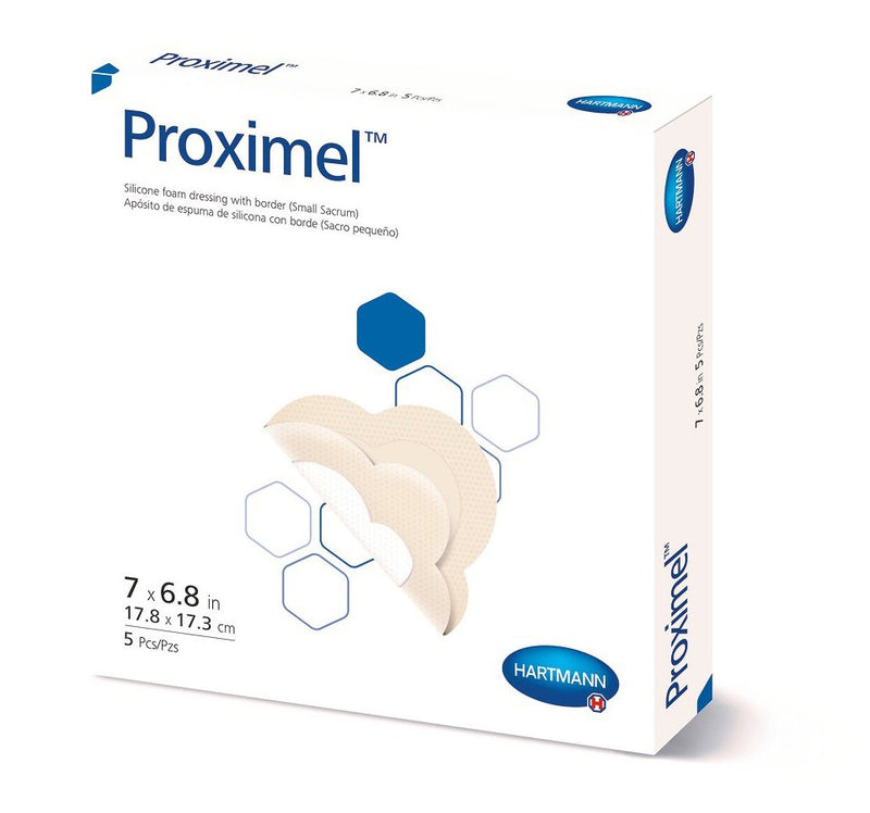 Proximel™ Silicone Adhesive With Border Silicone Foam Dressing, 6-4/5 X 7 Inch, Sold As 1/Each Hartmann 14600000