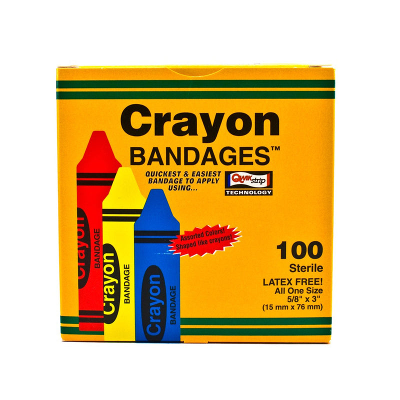 Aso Kid Design (Assorted Crayon) Adhesive Strip, 3/4 X 3 Inch, Sold As 100/Box Aso Cra5261-012-000