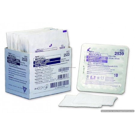 ANTIMICROBIAL GAUZE SPONGE CURITY™ AMD™ GAUZE 12-PLY 4 X 4 INCH SQUARE STERILE, SOLD AS 600/CASE, CARDINAL 2533