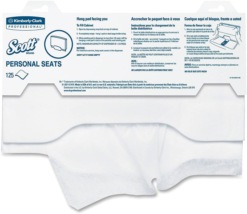 Scott® Toilet Seat Cover, 125 Per Pack, Sold As 1/Pack Kimberly 07410