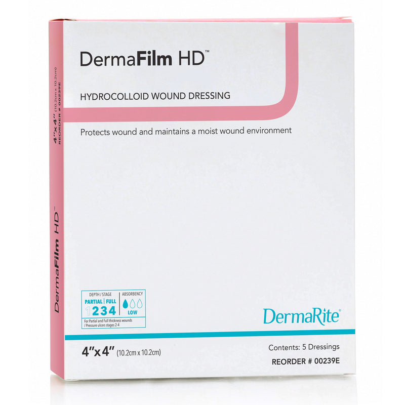 Dermafilm® Hd Hydrocolloid Dressing, 4 X 4 Inch, Sold As 5/Box Dermarite 00239E