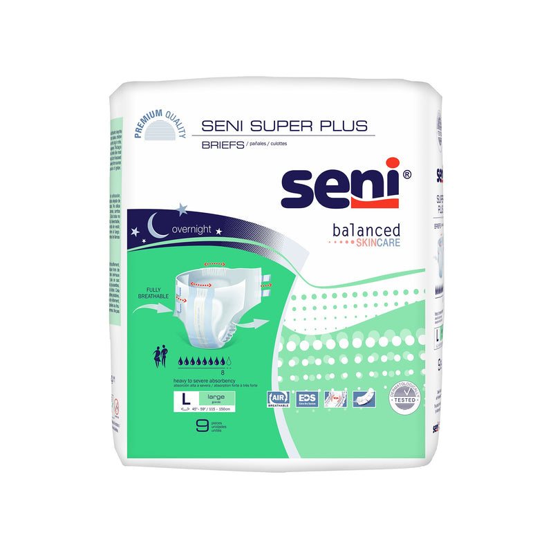 Seni® Super Plus Heavy To Severe Absorbency Incontinence Brief, Large, Sold As 9/Pack Tzmo S-La09-Bp1